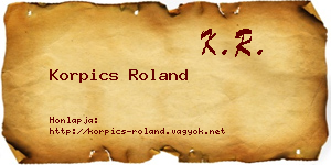 Korpics Roland névjegykártya